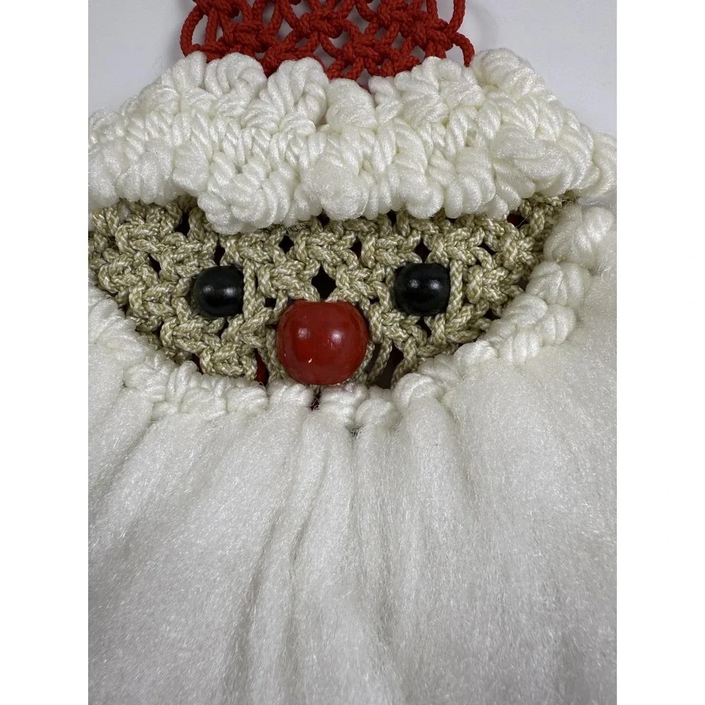 VTG Santa Claus Christmas Decoration 1970s‎ Macrame Wall Hanging 20 
